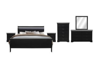 Picture of LOUIS Bedroom Set in Queen Size (Black) - 6PC Combo