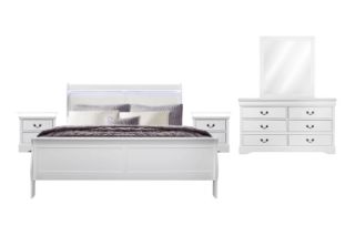 Picture of LOUIS Bedroom Set in Queen Size (White) - 5PC Combo