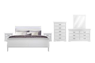 Picture of LOUIS Bedroom Set in Queen Size (White) - 6PC Combo