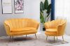 Picture of EVELYN Curved Flared Velvet Love Seat (Yellow)