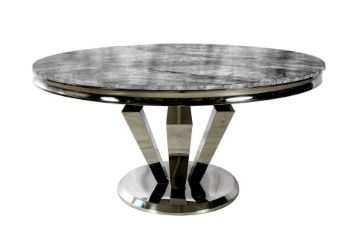 Picture of NUCCIO 137 Marble Top Stainless Round Dining Table (Dark Grey)