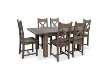 Picture of WESTMINSTER 7PC 150-200 Solid Oak Wood Extension Dining Set  (Classic Walnut)