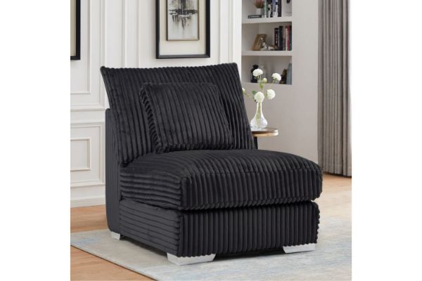 Picture of WINSTON Corduroy Velvet Modular Sofa (Black) - Armless Chair