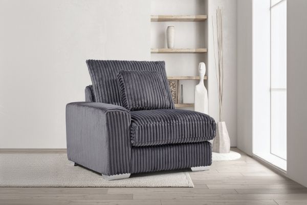 Picture of WINSTON Corduroy Modular Sofa (Grey) - Single LAF Armchair