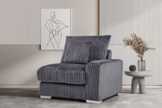 Picture of WINSTON Corduroy Modular Sofa (Grey) - Single RAF Armchair