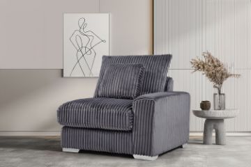 Picture of WINSTON Corduroy Modular Sofa (Grey) - Single RAF Armchair