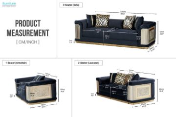 Picture of ANCONA Velvet 1 Seater Sofa/Armchair/Sofa Chair (Black) 