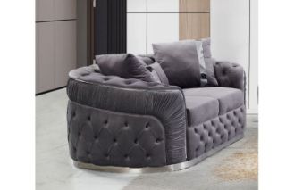 Picture of PIEDMONT Chesterfield Velvet Sofa Range (Grey) - 2 Seater