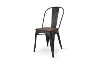 Picture of TOLIX Replica Dining Chair With Solid Pine Wood - Matte Black