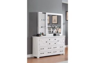 Picture of PURELAND Solid Pine Wood (White) - Dressing Table with Mirror