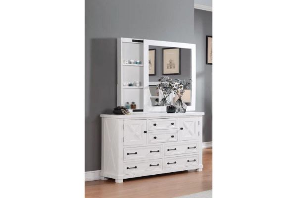 Picture of PURELAND Solid Pine Wood (White) - Dressing Table with Mirror