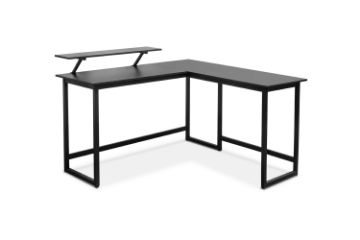Picture of HOOBRO L-Shape Computer Desk with Monitor Holder (Black)