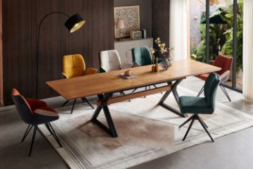Picture of CAPITOL 1.8M-3M Adjustable & Extendable Dining Table with Metal Black Legs (Natural)