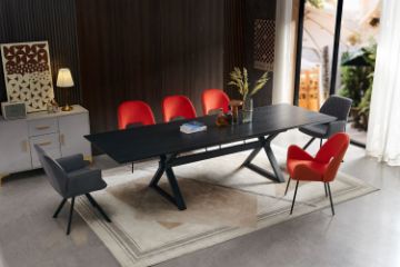 Picture of CAPITOL 1.8M-3M Adjustable & Extendable Dining Table with Metal Black Legs (Black)