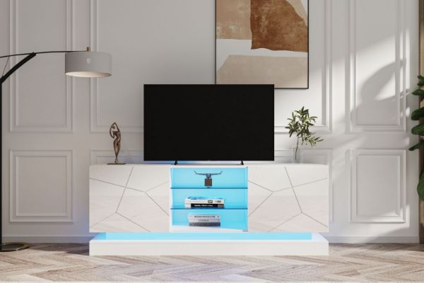 Picture of ONEL 160 TV UNIT with LED Lights  (White)