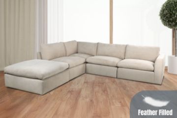 Picture of SKYLAR Feather-Filled Sectional Modular Fabric Sofa (Sandstone)