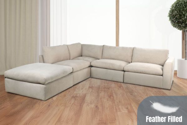 Picture of SKYLAR Feather-Filled Sectional Modular Fabric Sofa (Sandstone)