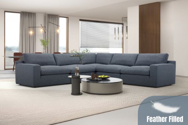 Picture of SPLENDOR  Feather Filled Fabric Corner Sofa (Dark Grey)