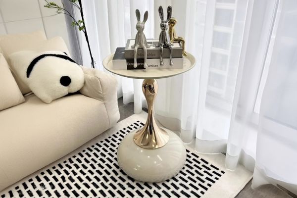 Picture of LUMEN D38 Metal Frame with Paint Finish Side Table (Beige)