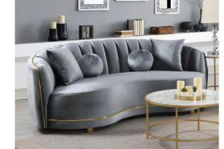 Picture of WESLEY Velvet Sofa Range (Grey) - 3 Seater