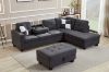 Picture of NEBULA Premium Sectional Sofa with Storage Ottoman & Drop-Down Console (Dark Grey)