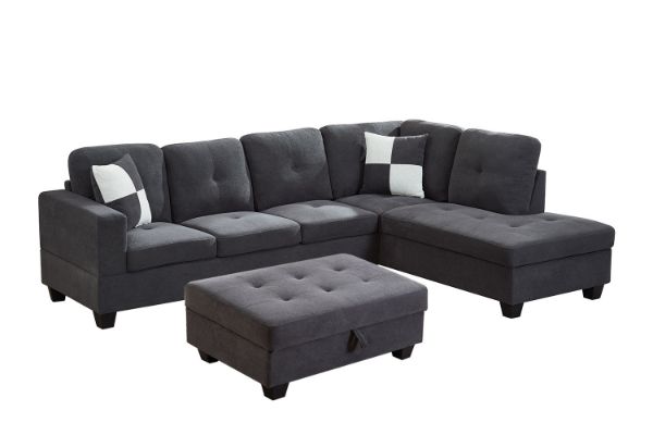 Picture of NEBULA Premium Sectional Sofa with Storage Ottoman - Chaise Facing Right (Dark Grey)