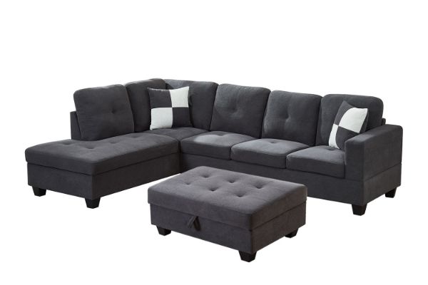 Picture of NEBULA Premium Sectional Sofa with Storage Ottoman - Chaise Facing Left (Dark Grey)