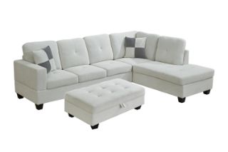 Picture of NEBULA Premium Sectional Sofa with Storage Ottoman -Chaise Facing Right (Off White)