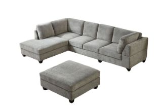 Picture of LIBERTY Premium Sectional Sofa (Light Grey)  - Chaise Facing Left with Regular Ottoman