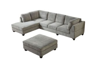 Picture of LIBERTY Premium Sectional Sofa (Light Grey)  - Facing Left with Ottoman