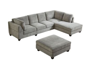 Picture of LIBERTY Premium Sectional Sofa (Light Grey)  - Chaise Facing Right with Ottoman