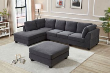 Picture of LIBERTY Premium Sectional Sofa (Dark Grey)  - Chaise Facing Right with Regular Ottoman