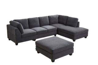 Picture of LIBERTY Premium Sectional Sofa (Dark Grey)  - Chaise Facing Right with Ottoman