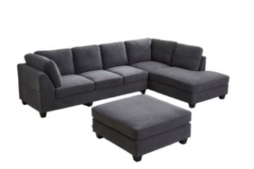 Picture of LIBERTY Premium Sectional Sofa (Dark Grey)  - Chaise Facing Right with Regular Ottoman