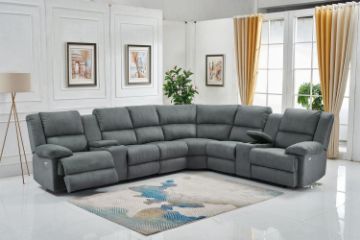 Picture of PERTH Nabuk Leather Look Reversible Sectional Power Reclining Sofa 