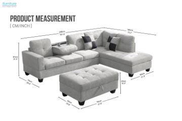 Picture of NEBULA Sectional Sofa with Storage Ottoman & Drop-Down Console (Light Grey)