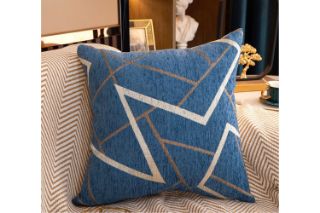 Picture of COLOR STRIPED Chenille Cushion with Inner - Dark Blue