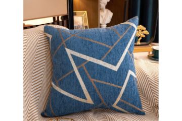 Picture of COLOR STRIPED Chenille Cushion with Inner - Dark Blue