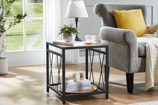 Picture of TATUM 50cmx45cm 2-Tier End Table with Storage Shelf