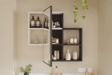 Picture of ROZE Mounted Cabinet Storage Cabinet with Mirror Door and 4 Open Shelves