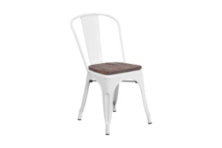 Picture of TOLIX Replica Dining Chair With Solid Pine Wood - Matt White