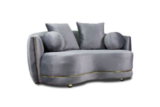 Picture of WESLEY Velvet Sofa Range (Grey) - 2 Seater