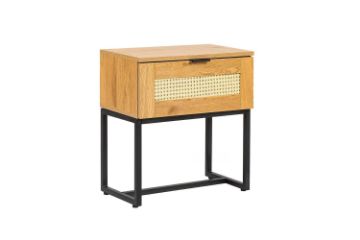 Picture of SAILOR 1-Drawer Bedside Table with Rattan (Oak Colour)