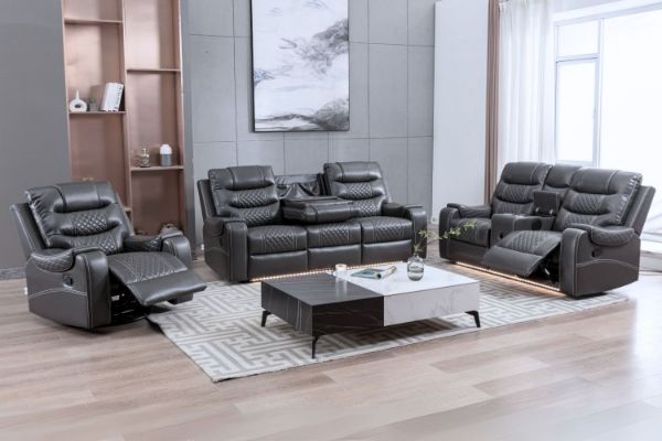 Picture of LAKELAND Reclining Sofa Range with Bluetooth Speaker and LED Lights (Grey)