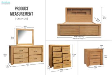 Picture of HEYFIELD 4PC/5PC/6PC Solid Oak Bedroom Combo Set in Queen/Super King Size
