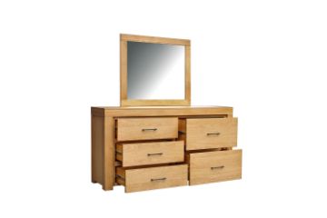 Picture of HEYFIELD 5-Drawer Dresser with Mirror (Solid Oak Wood)