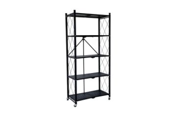 Picture of NNEVL 158x71cm 5-Tier Foldable Shelves with Wheels