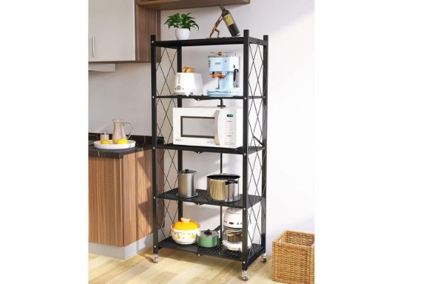 Picture of NNEVL 158cmx71cm 5-Tier Foldable Shelves with Wheels