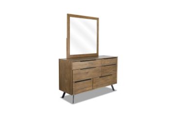 Picture of CLEVEDON 6-Drawer Solid Oak Wood Dressing Table with Mirror