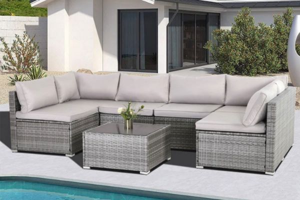 Picture of AZUMA 7PC Outdoor Sectional Modular Wicker Sofa Set